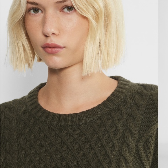 ARITZIA Sunday Best Peggy Sweater Small Dark Olive Green Chunky Knit Oversized - Picture 5 of 12